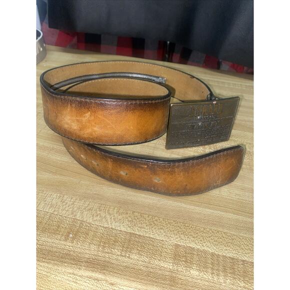 Brass Buckle Reward Billy The Kid Dead or Alive Leather Belt Hidden Zipper Sz 34 - Picture 5 of 5